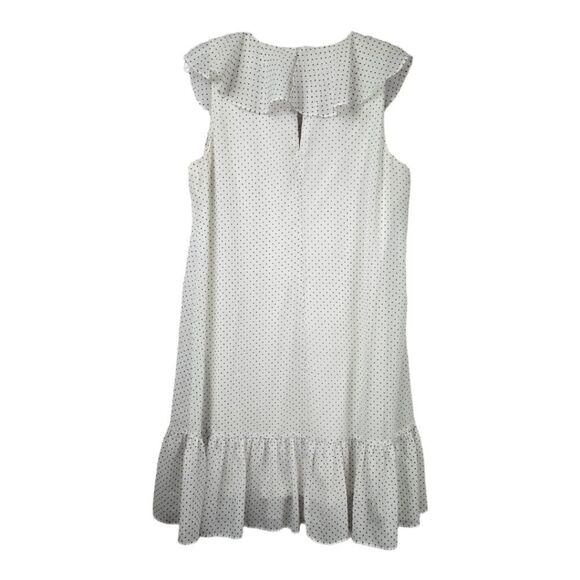 Calvin Klein White Dot-Print Babydoll Dress Ruffle Bow Tie Flutter Sleeve Formal - Picture 15 of 16